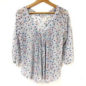 LC Lauren Conrad Dainty Floral Pintuck Blouse SZ S